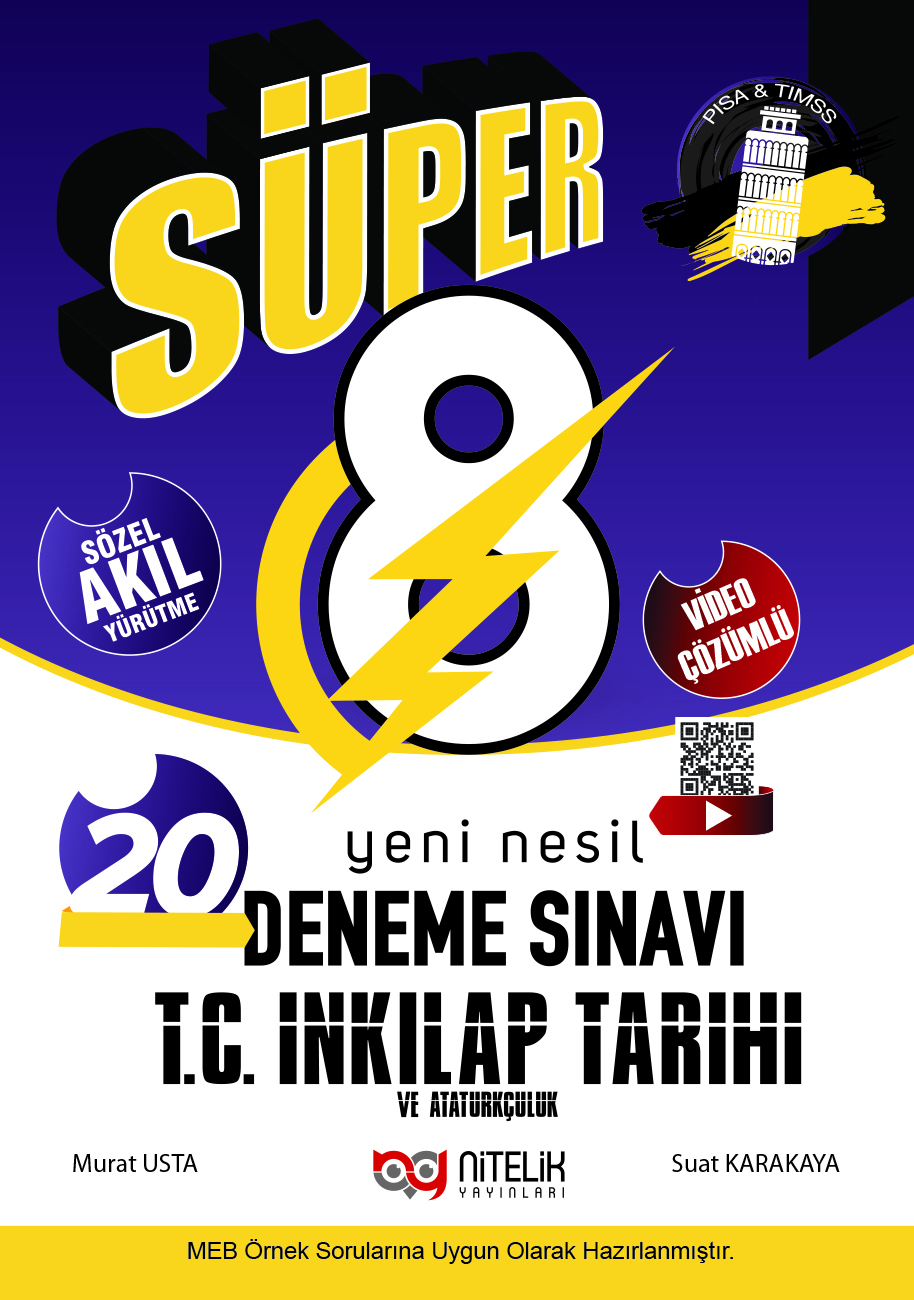 Süper 8. Sınıf TC. İnkilap Tarihi ve Atatürkçülük 20 Deneme Sınavı kapak görseli